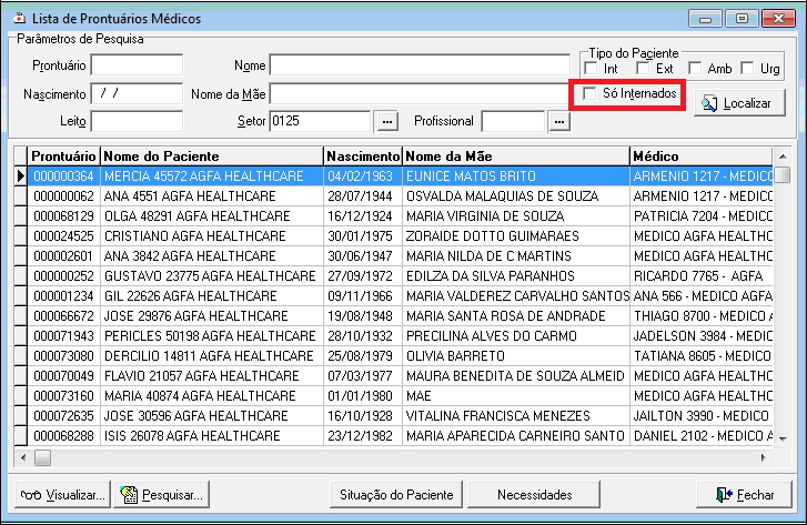 Lista de Prontuários Médicos